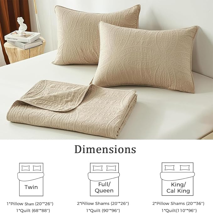 akkialla Queen Quilt Bedding Set, Lightweight Soft Bedspread Coverlet, Modern - Image 6