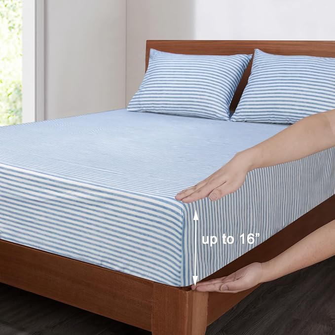 Mejoroom Striped King Size Sheet Set - Image 4