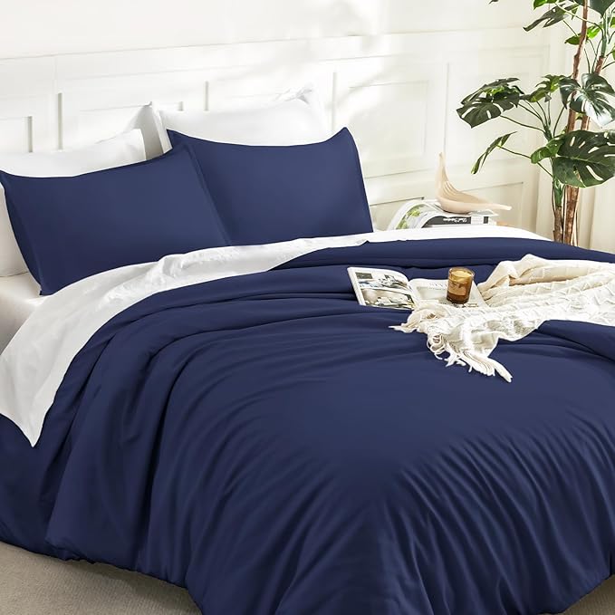 Litanika Comforters Navy Blue Super King Size, 3 Pieces Lightweight Solid - Image 5