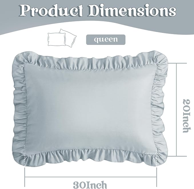 KKJIAF Ruffle Pillow Cases Queen Size Set of 2, Ruffled Pillow Covers - Image 3