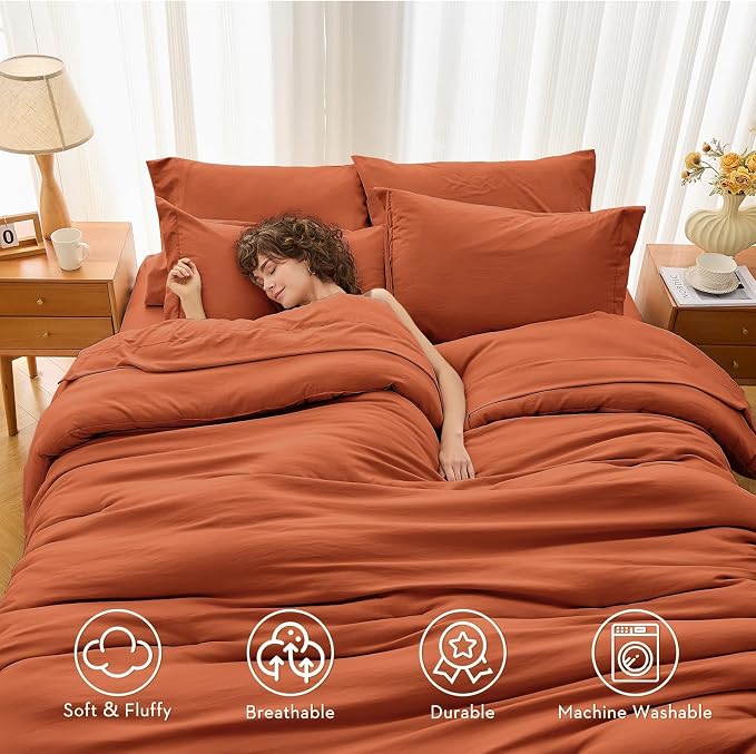 MUXHOMO 7 Pieces King Comforter Set, Soft Bed in a Bag King Size, All Season - Image 2