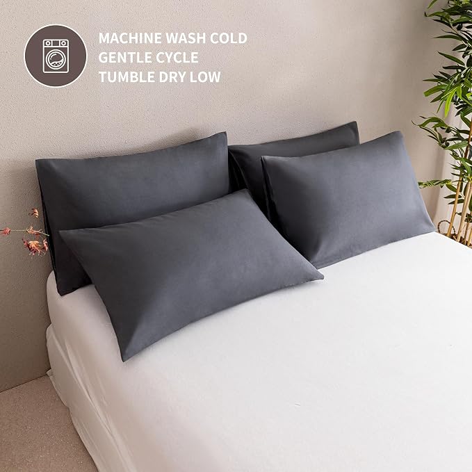 MINIPANDA Dark Gray Pillow Cases Standard Size Set of 4 - Image 6