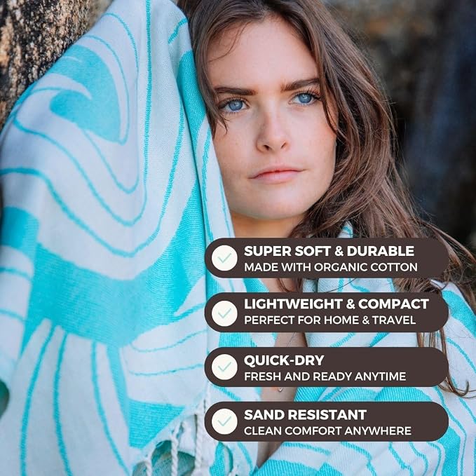 FESHKA Sand Proof Turkish Beach Towel – Oversized, Quick Dry & Lightweight - Image 2