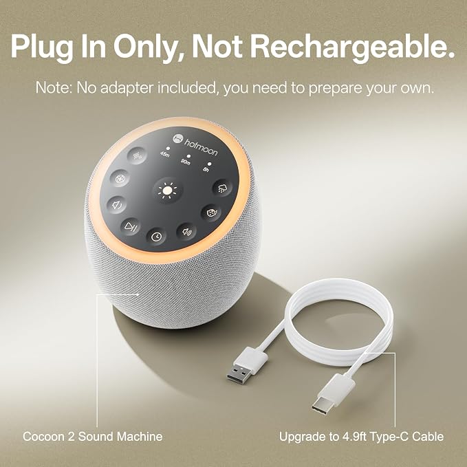 Hotmoon Sound Machine for Sleep, Cocoon 2 White Noise Sound Machine - Image 7