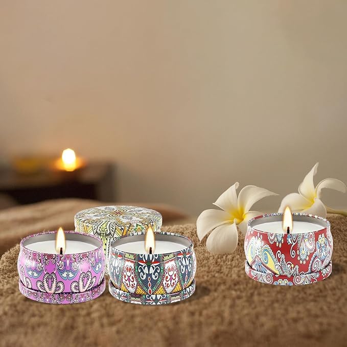 WPONSZU Scented Candles Gifts Set 24 Pack Soy Wax Travel Tin Jar Candles - Image 6