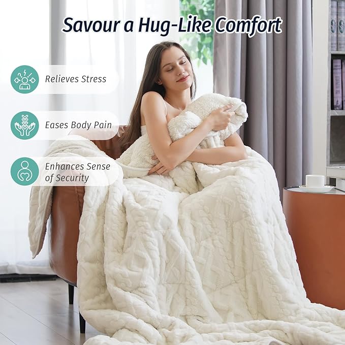 Wemore Weighted Blanket for Adults Twin Size 20 lbs, Dual Sided Soft Fuzzy - Image 4
