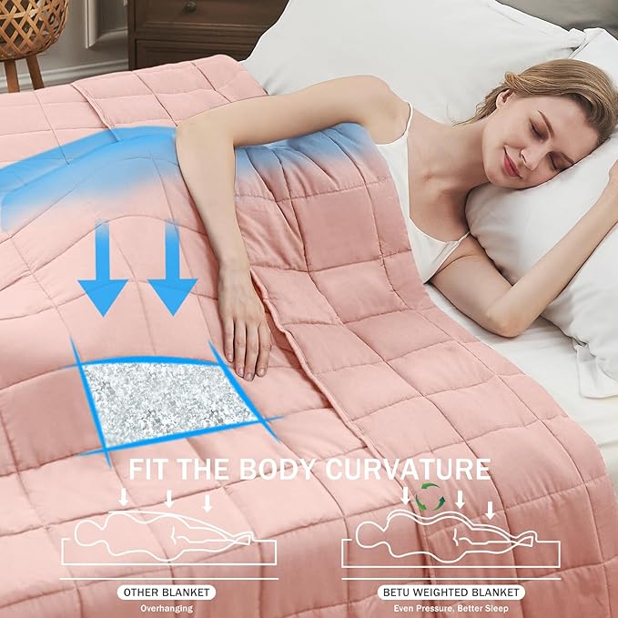Pink Weighted Blanket for Adults 12lbs, Twin Full Size Cooling Heavy Throw - Image 2