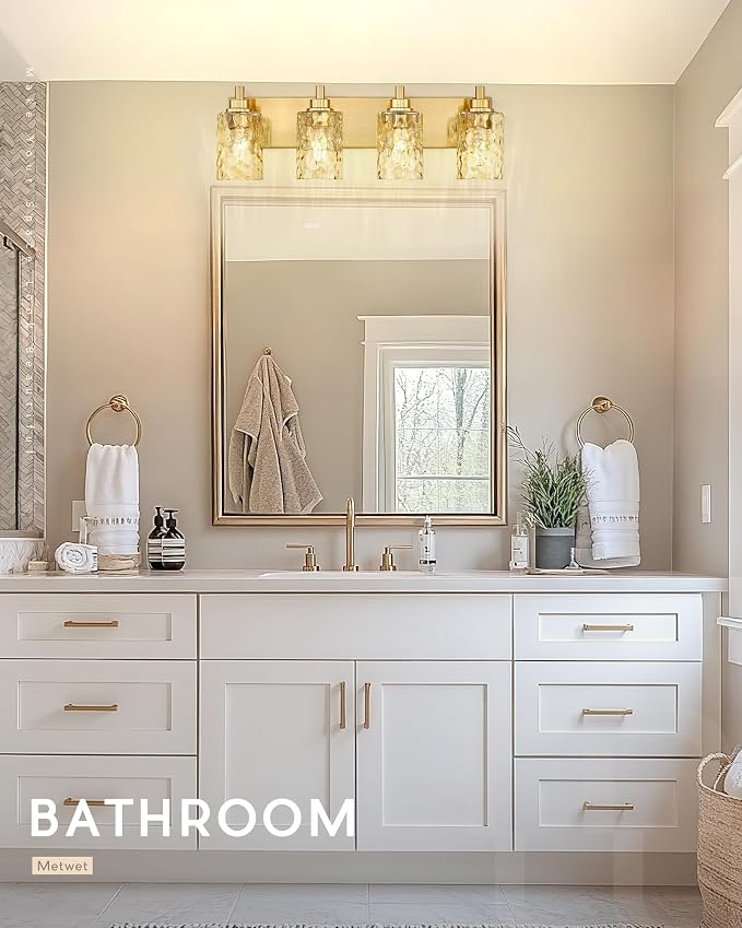 4-Light Bathroom Light Fixtures, 24.5 Inch Brushed Gold Vanity Lights - Image 5