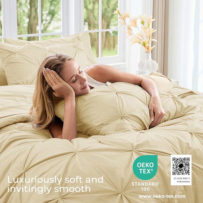 Sasttie Full Size Comforter Set, 7-Piece Bed in a Bag, Pintuck Bedding Set - Image 3