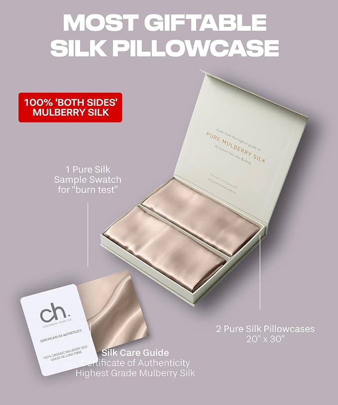 SUNDAYSILKS™ | Silk Pillow Cases 2 Pack | 22 Momme Mulberry Silk Pillowcase Set - Image 6
