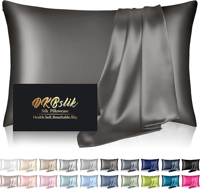 Silk Pillowcase for Hair and Skin, Mulberry Silk Pillow Cases Queen Size by HOME