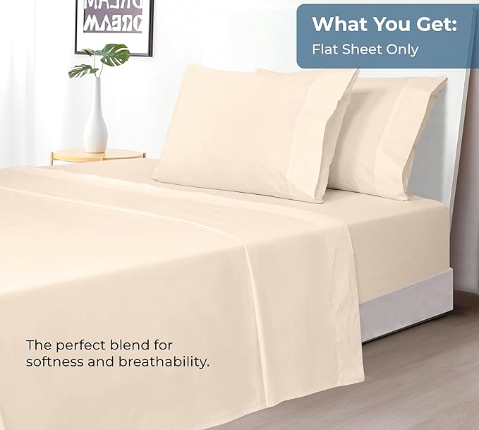 Royale Linens 100% Organic Cotton Full Flat Sheet Only - Image 5