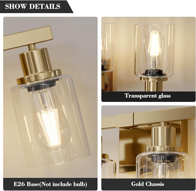 6 Light Gold Bathroom Vanity Light, Bathroom Light Fixtures - Image 6