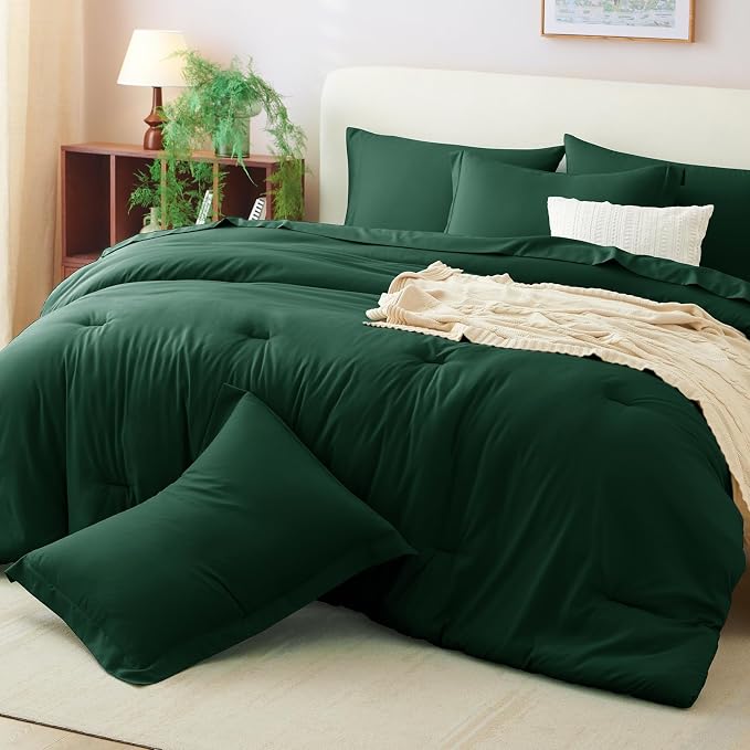 CozyLux Queen Comforter Set Emerald Green, 7 Pieces Bed in a Bag Queen - Image 9