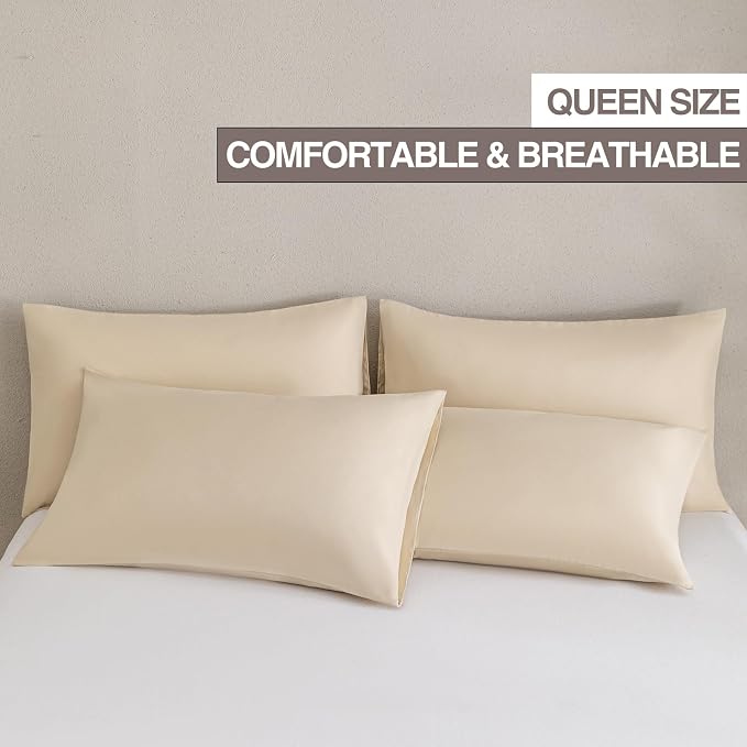 MINIPANDA Beige Pillow Cases Set of 4 Queen Size - Image 2
