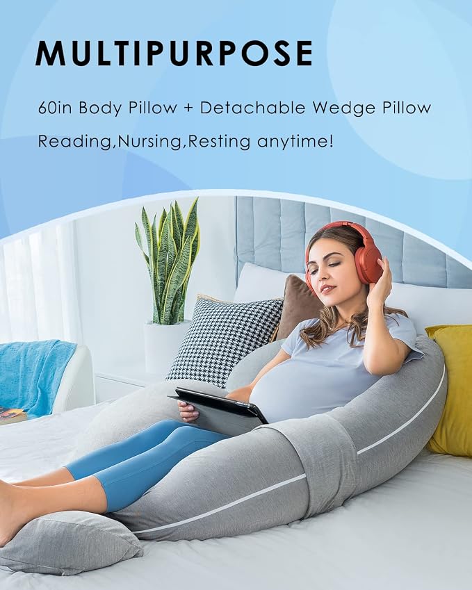 QUEEN ROSE Pregnancy Pillow, E Shaped Body Pillows - Image 4