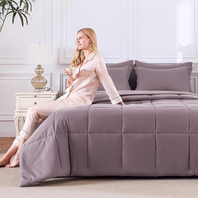 CozyLux Queen Comforter Set Dusty Purple, 7 Pieces Bed in a Bag Queen, All - Image 8