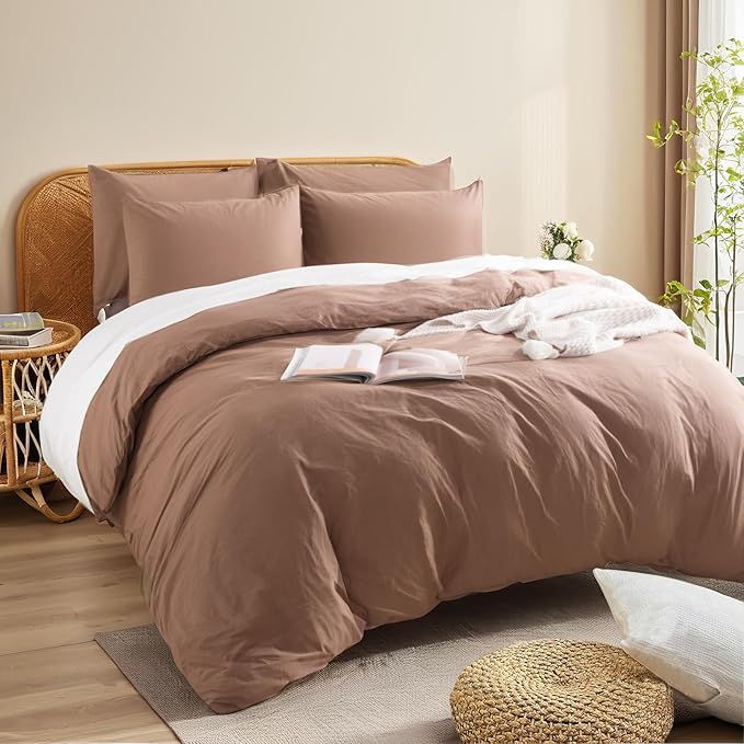 NEXHOME PRO Duvet Cover Set Queen Size Linen Textured Organic Natural 100% - Image 4