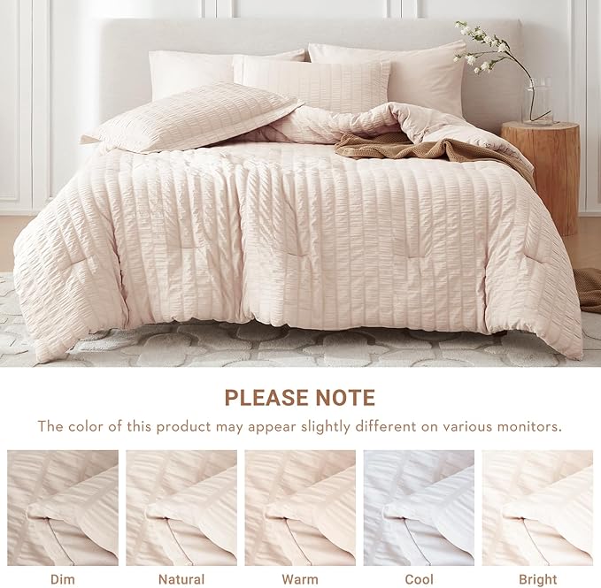 MUXHOMO 5 Pieces Twin Comforter Set, Seersucker Bed in a Bag Twin Size - Image 5