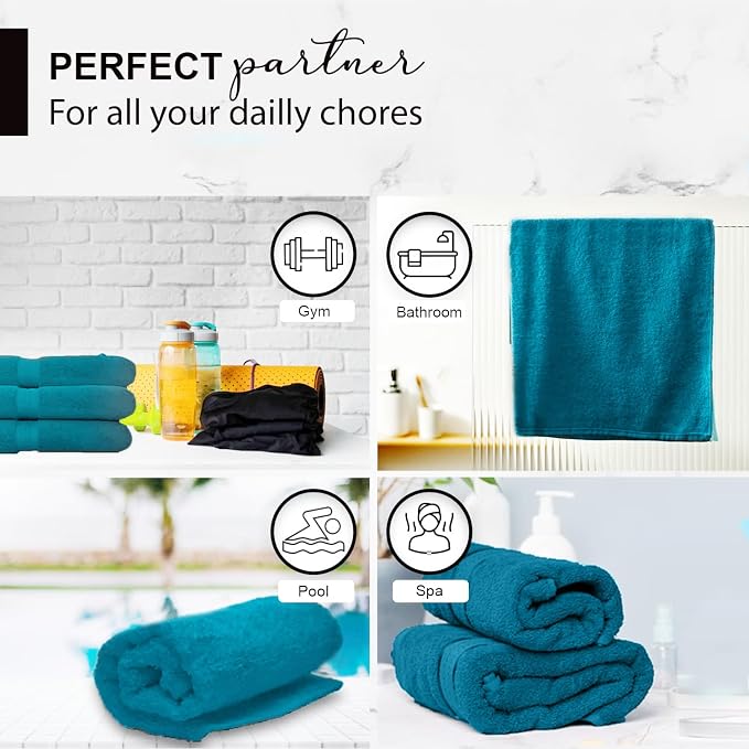 KAHAF COLLECTION 100% Cotton Bath Towels, 24x48 Pack of 6 Towels, Quick Dry - Image 7