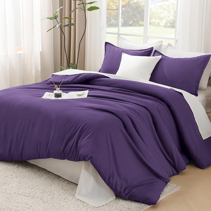 Litanika Dark Violet Purple Comforter Set California King Size, 3 Pieces Cal - Image 2