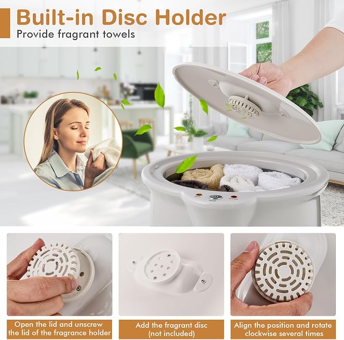 COSTWAY Bucket Style Towel Warmer, Fragrance Holder, Fits up to Two 40” x 70” - Image 6