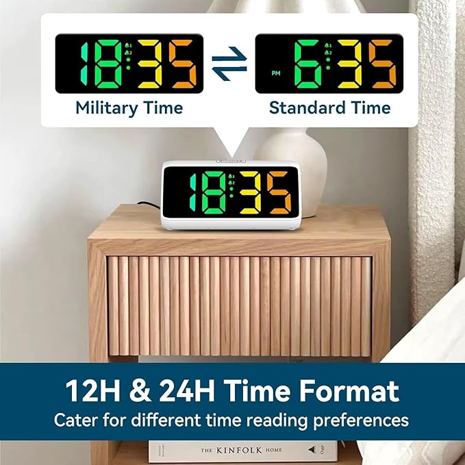 Netzu Loud Alarm Clock for Heavy Sleepers, RGB Alarm Clocks for Bedrooms - Image 7