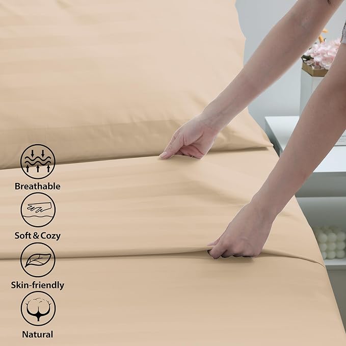 Cotton Queen Flat Sheet Only, 600 Thread Count 100% Egyptian Cotton Top Sheet - Image 3