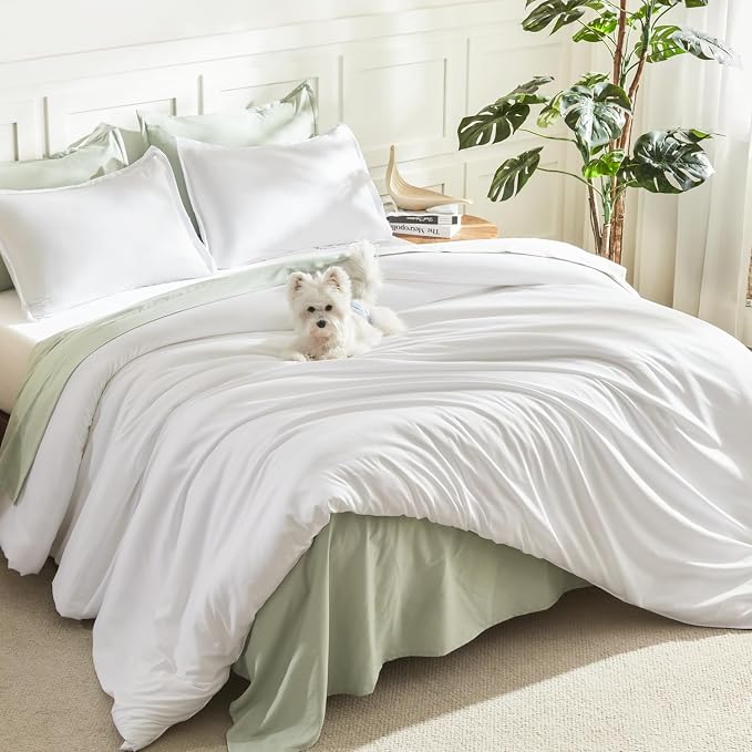 Litanika Oversized King Comforter Set White, 3 Pieces Lightweight Solid Bedding by Litanika