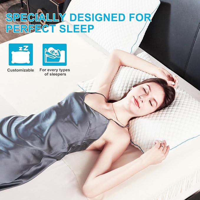 VVZ Cooling Bed Pillows Queen Size Set of 4, Shredded Memory Foam Pillows Cool - Image 8