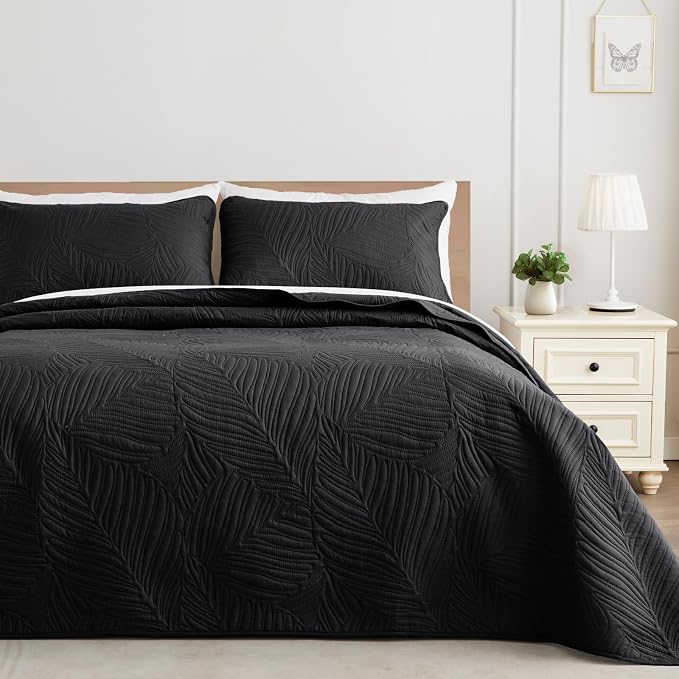 Exclusivo Mezcla King Size Quilt Bedding Set, Lightweight Black Quilts King Size - Image 7