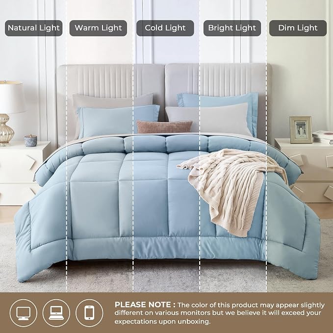 Sasttie King Size Comforter Set, 7 Pieces Bed in a Bag King, Complete Bedding - Image 8