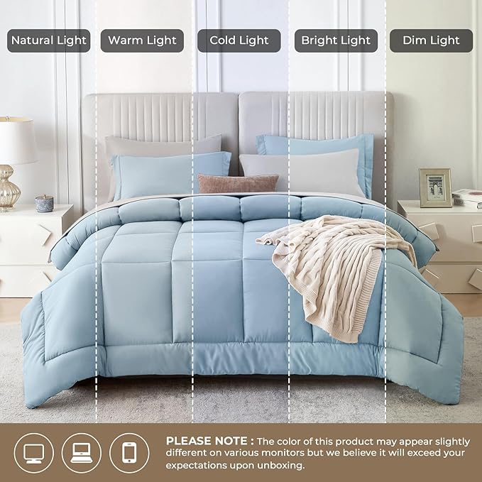 Sasttie Queen Comforter Set, 7 Pieces Bed in a Bag Queen, Complete Bedding Set - Image 8