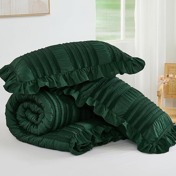 WONGS BEDDING King Size Comforter, Christmas Emerald Green Boho Comforter Set - Image 6