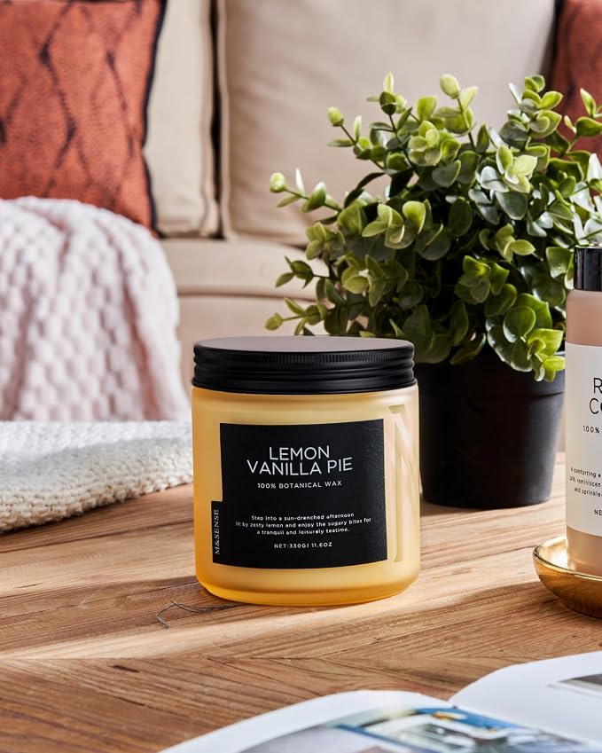 M&SENSE Lemon Vanilla Scented Candles, 11.6oz Natural Soy Wax, 70 Hours Long - Image 6