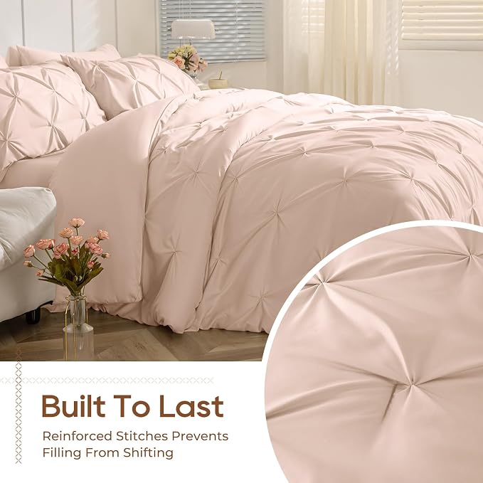 Sasttie California King Comforter Set, 7-Piece Bed in a Bag, Pintuck Bedding - Image 6