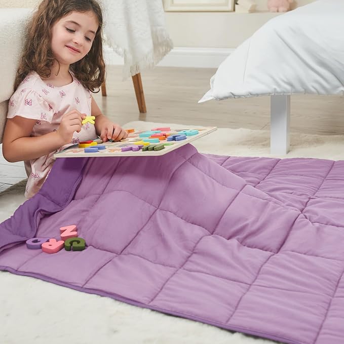 Purple Weighted Blanket Kids 7lbs, Cooling Heavy Throw Blanket - Image 4