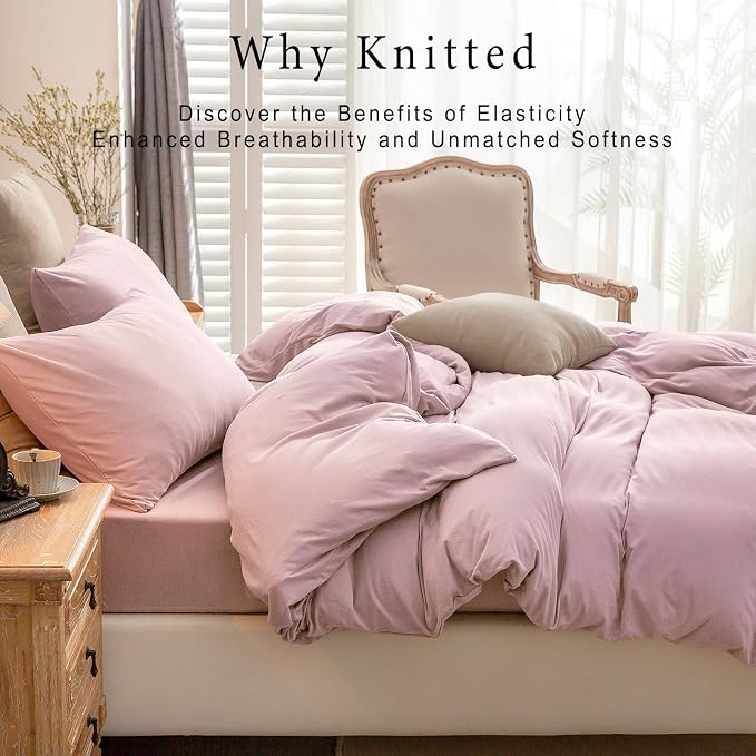 PURE ERA Jersey Knit Duvet Cover Set 100% T-Shirt Cotton Super Soft Comfy 3pc - Image 2