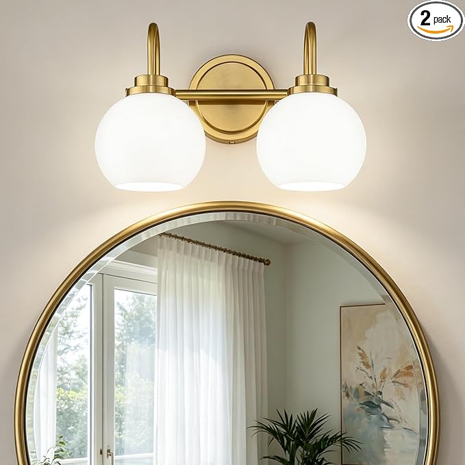 AKEZON Bathroom Light Fixtures 2-Light Brushed Gold Vanity Light, Modern by AKEZON