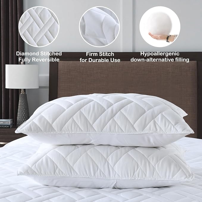 HORIMOTE HOME Quilt Set Twin Size White, Classic Geometric Diamond Stitched - Image 4