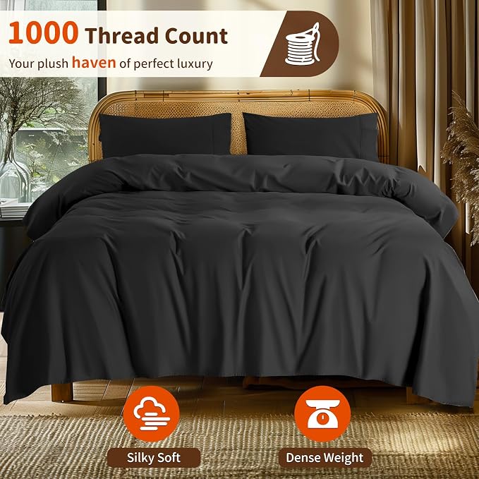 LBRO2M 1000 Thread Count 100% Egyptian Cotton Sheets Set Twin XL, 3 Piece Sets - Image 2