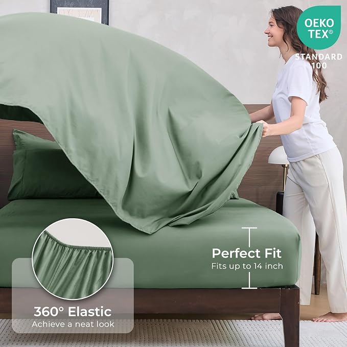HEVUMYI Sage Green Twin Comforter Set - Image 5