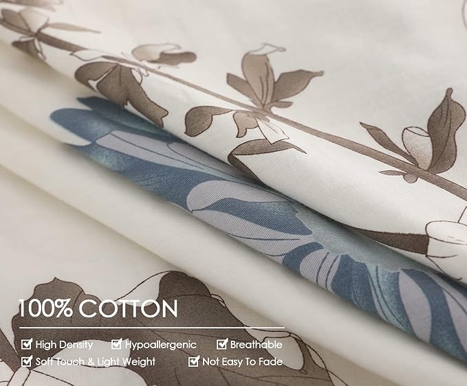 SLEEPBELLA Duvet Cover Queen Size, 600 Thread Count Cotton Botanical Flowers - Image 6