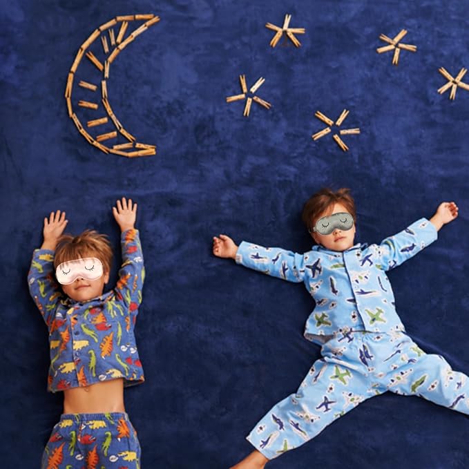 Cute Sleep Mask for Kids, 2 Pack Silk Sleeping Eye Cover Adjustable Mask Night - Image 5