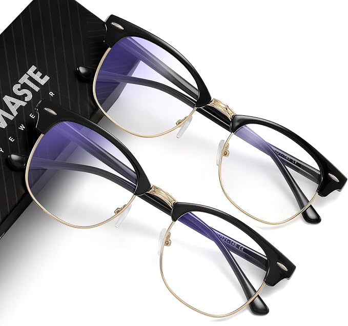 Blue Light Blocking Glasses Vintage Half Frame UV Clear Lens Anti Eyestrain by AOMASTE