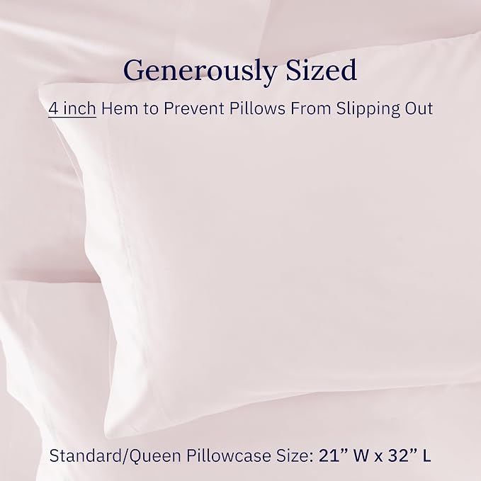 Luxuriously Soft Premium 600 Thread Count, 100% Cotton Set of 2 Cases, Crisp - Image 5