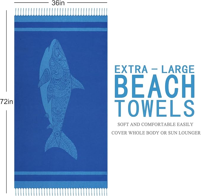 Genovega Oversized Cotton Turkish Beach Towels 72"x36" Lightweight Quick Dry - Image 6