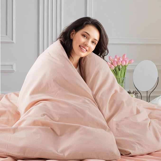NEXHOME PRO Duvet Cover Set Oversized Queen 92"x98" Linen Look Textured Organic - Image 8
