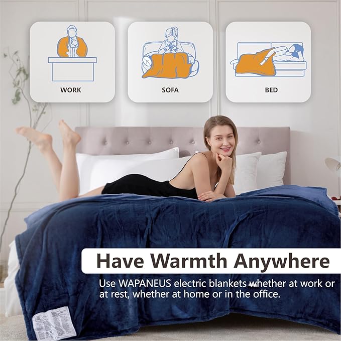 Wapaneus Heated Blanket Electric Blanket 62" x 84" Twin Size - Image 4