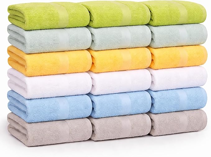 Small and Lightweight Cotton Towels Assorted Pastel Mix 24 x 40 inches Towels by GrokoTextiles